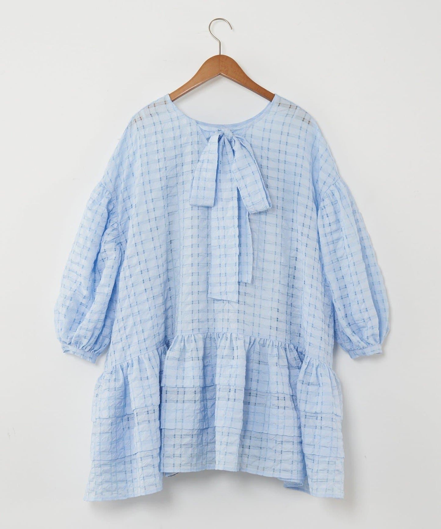 【Ciaopanic】【Lumé】透視格紋寬鬆大廓形迷你連衣裙