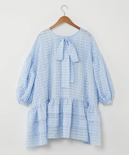 【Ciaopanic】【Lumé】透視格紋寬鬆大廓形迷你連衣裙