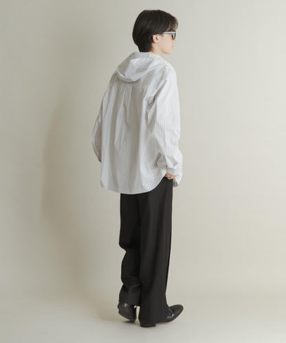 條紋連帽寬鬆襯衫