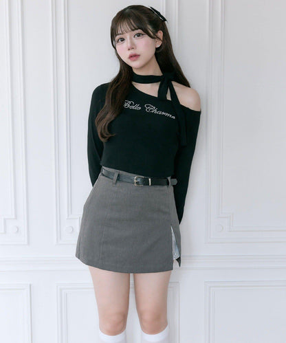 【Belle Charme】蕾絲拼接開叉半身裙