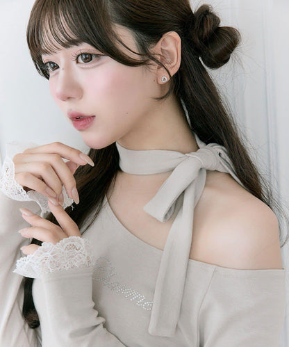 【Belle Charme】水鑽字母蝴蝶結T恤