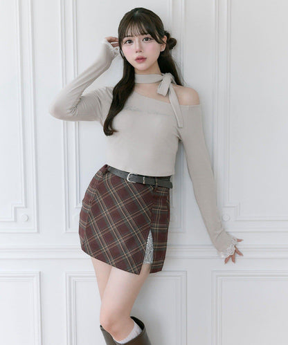 【Belle Charme】蕾絲拼接開叉半身裙