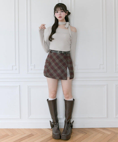 【Belle Charme】蕾絲拼接開叉半身裙