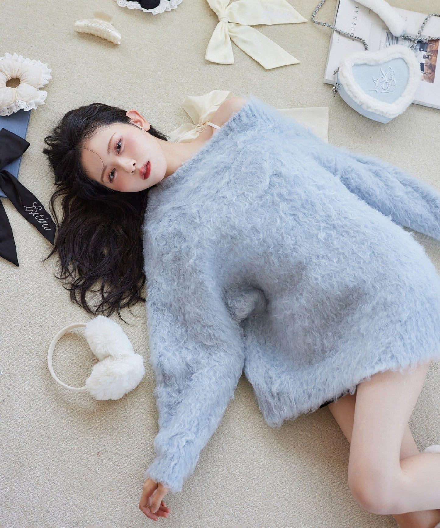 【PremiumOrder】波浪紋仿毛皮長款上衣