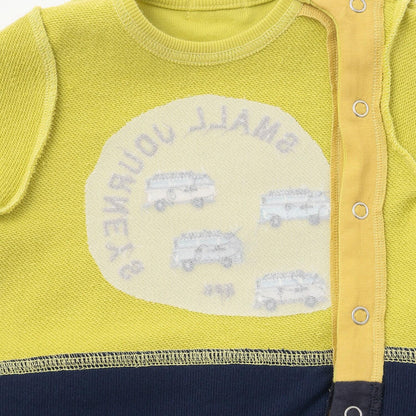 汽車刺繡衛衣布拼接燈芯絨連體衣