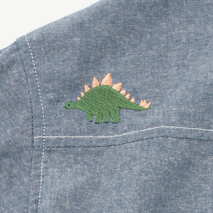 恐龍探頭刺繡長袖襯衫