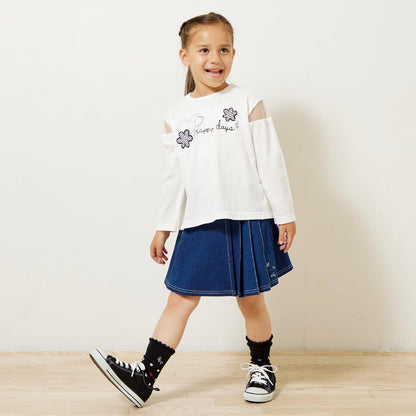 肩部網紗長袖T恤