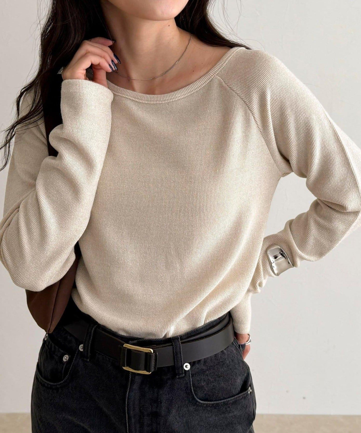 亮片羅紋船領套頭衫