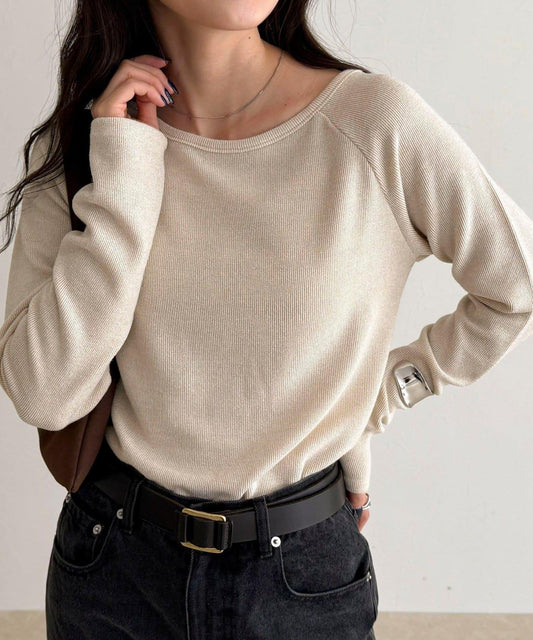 亮片羅紋船領套頭衫