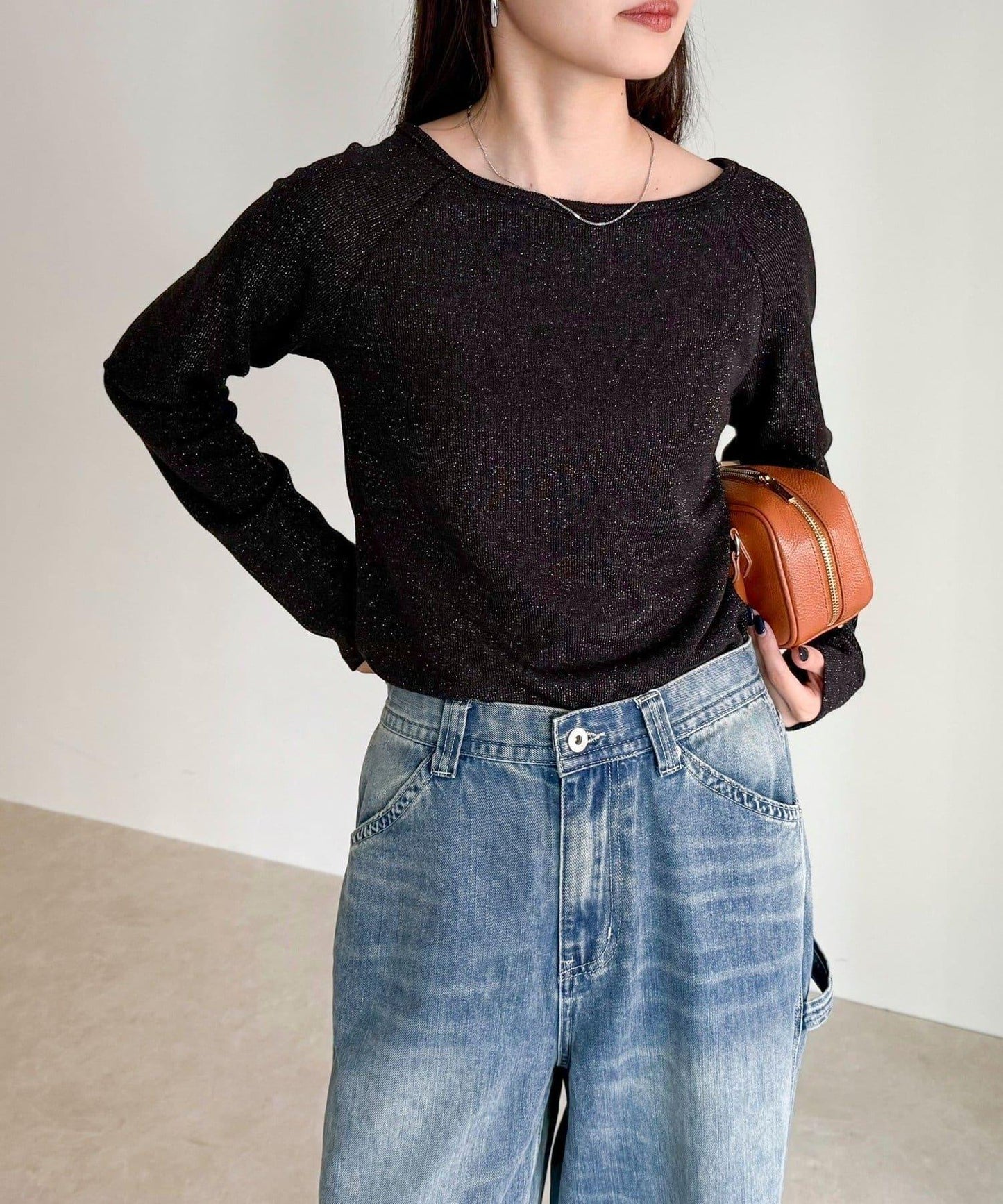 亮片羅紋船領套頭衫