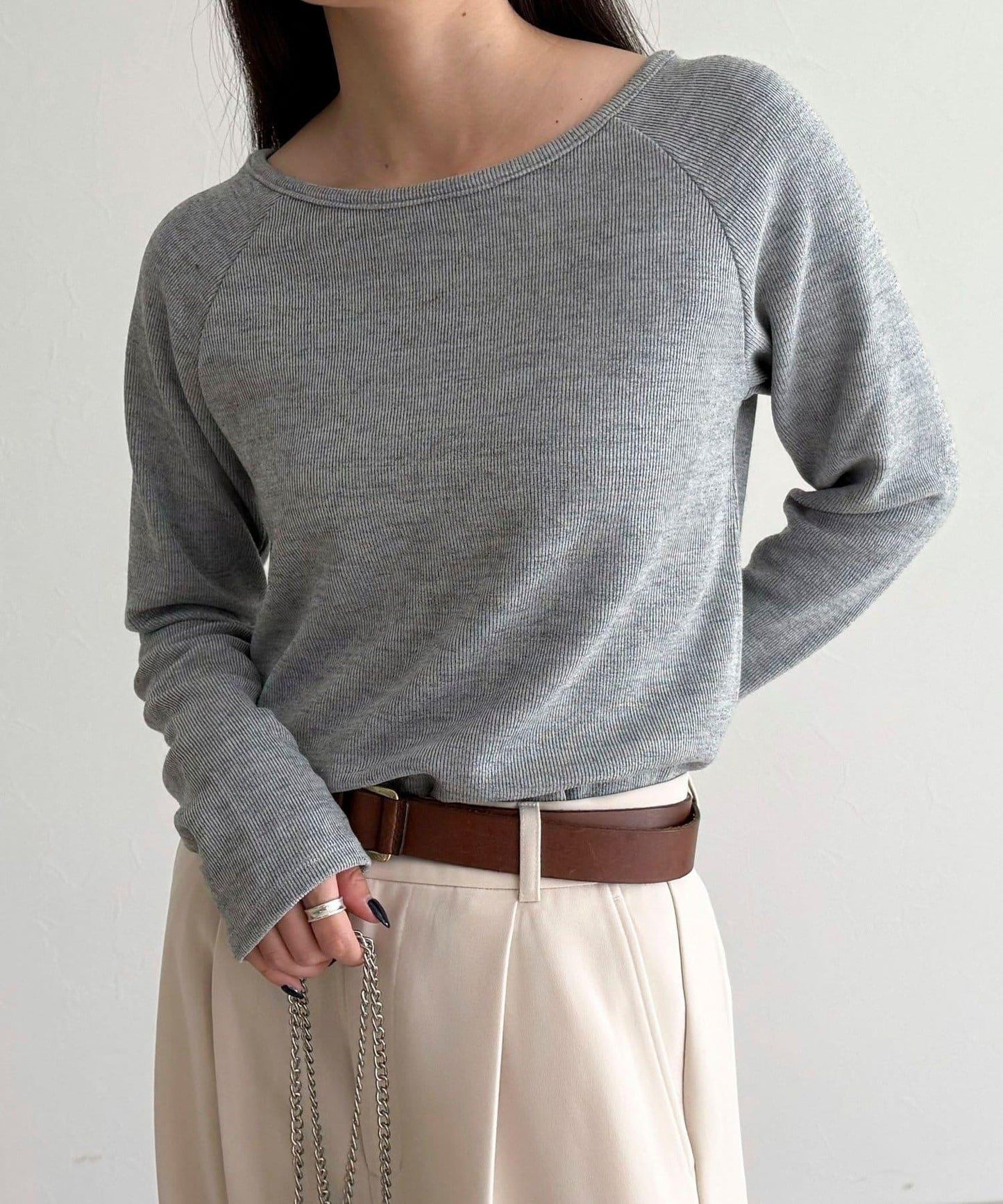 亮片羅紋船領套頭衫