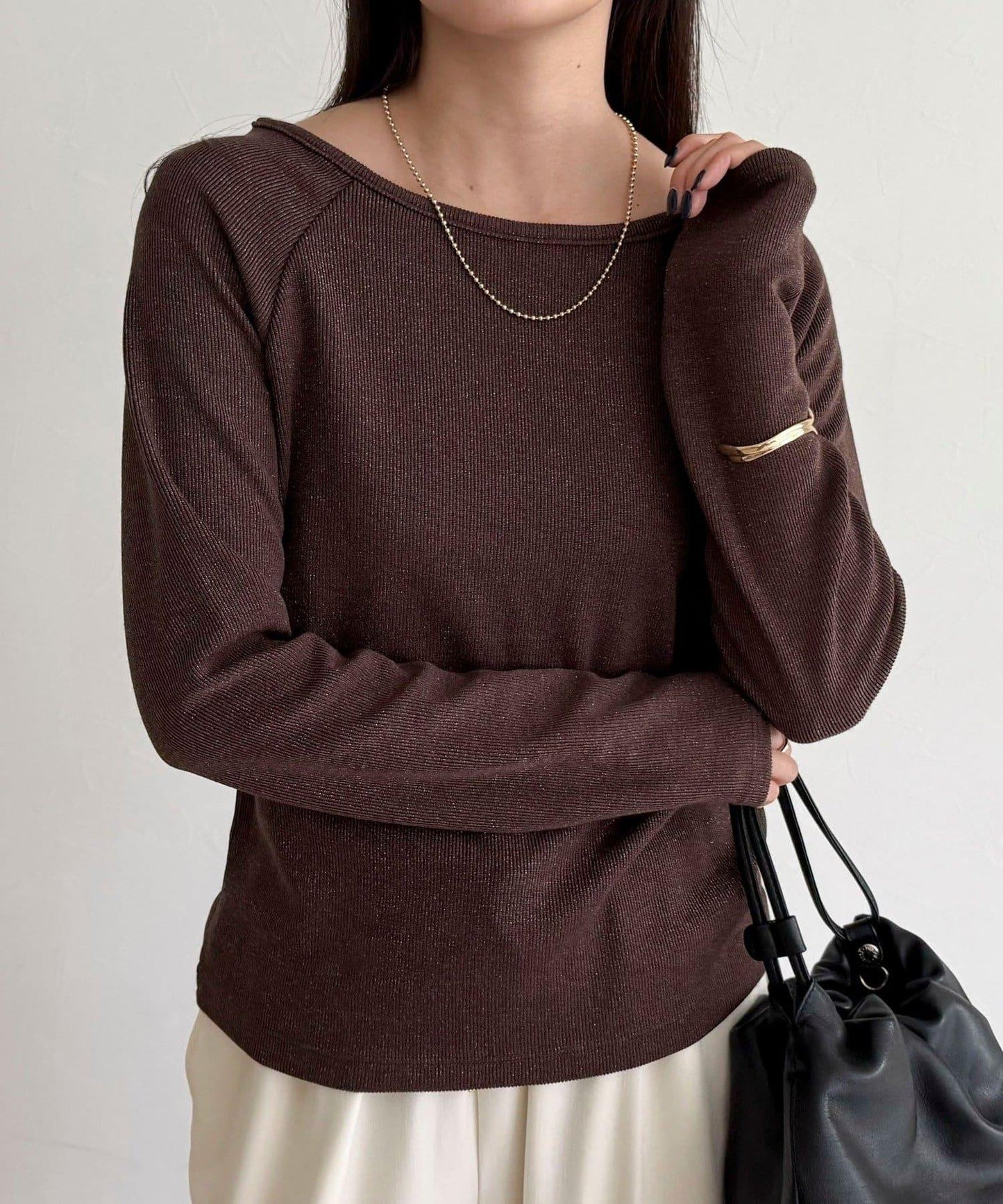 亮片羅紋船領套頭衫