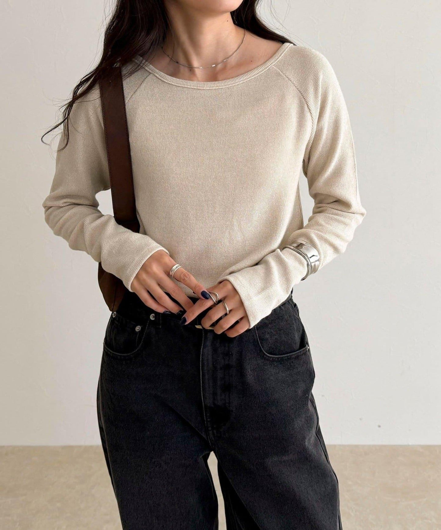 亮片羅紋船領套頭衫