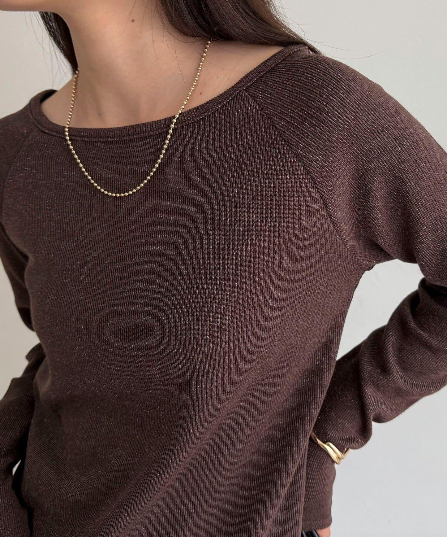 亮片羅紋船領套頭衫