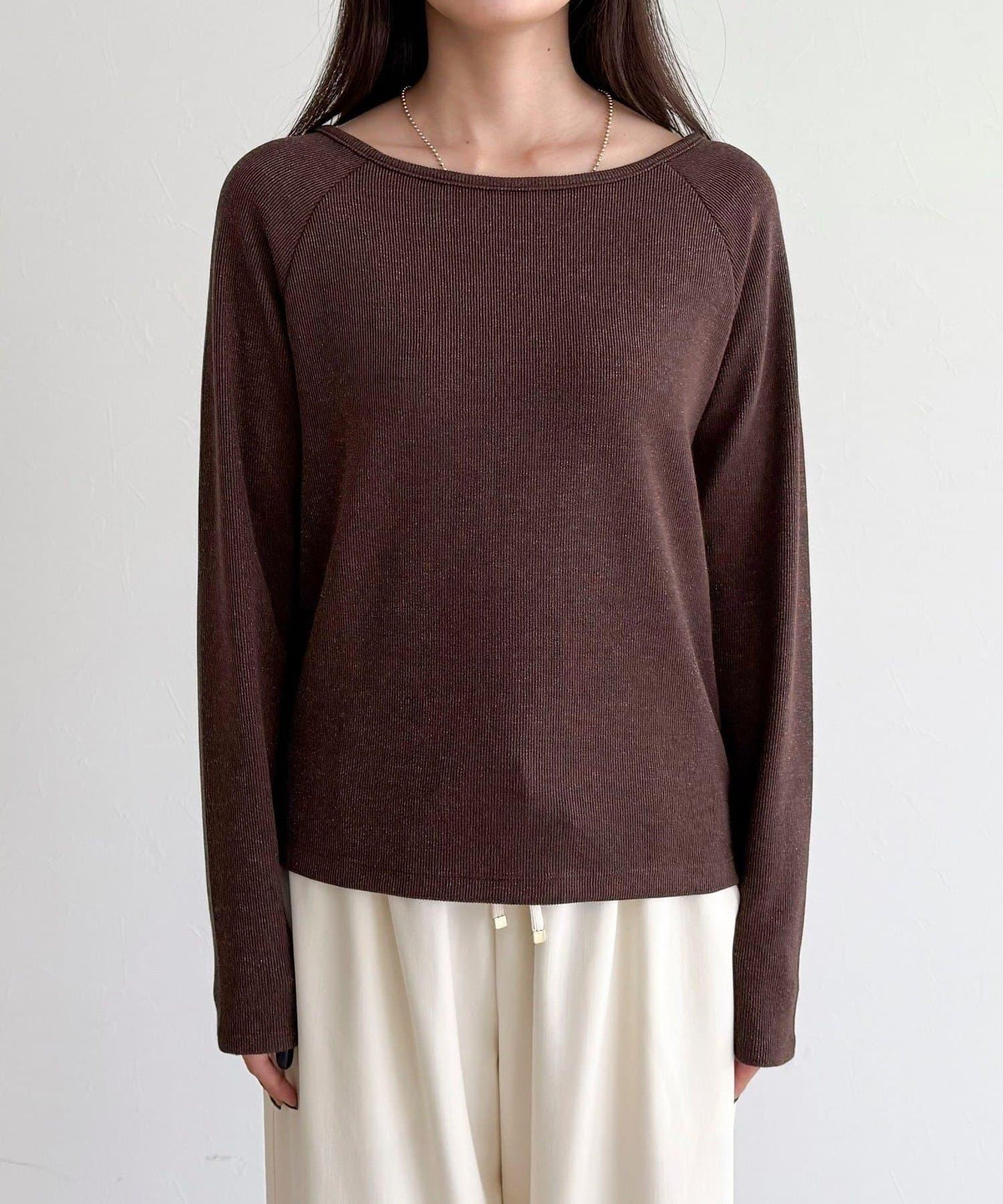 亮片羅紋船領套頭衫