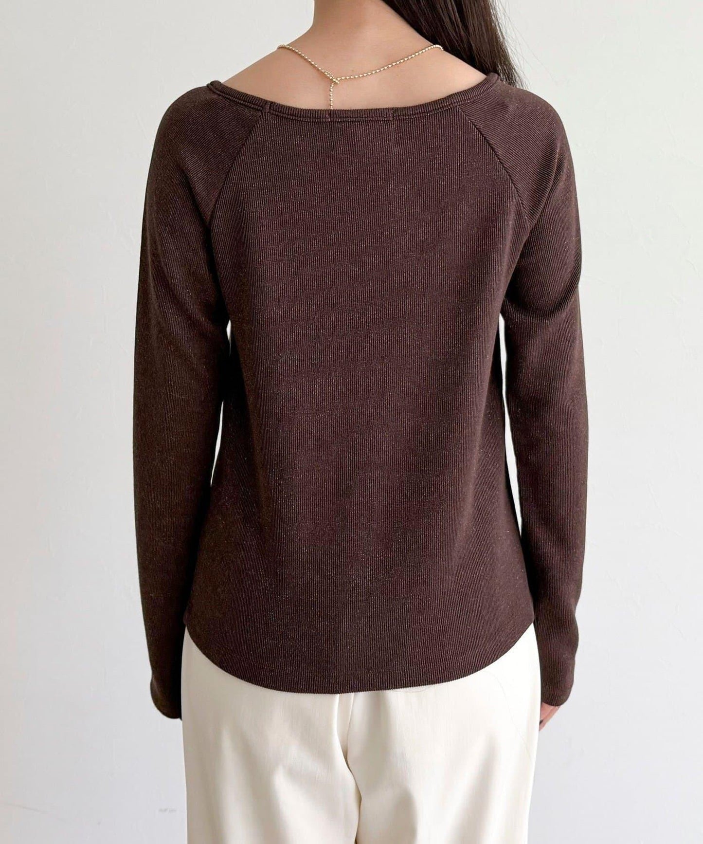 亮片羅紋船領套頭衫