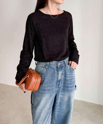 亮片羅紋船領套頭衫