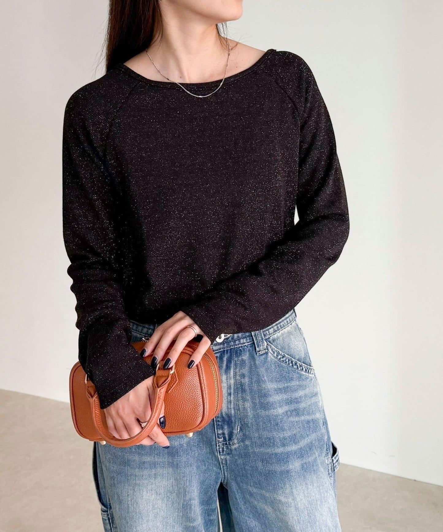 亮片羅紋船領套頭衫