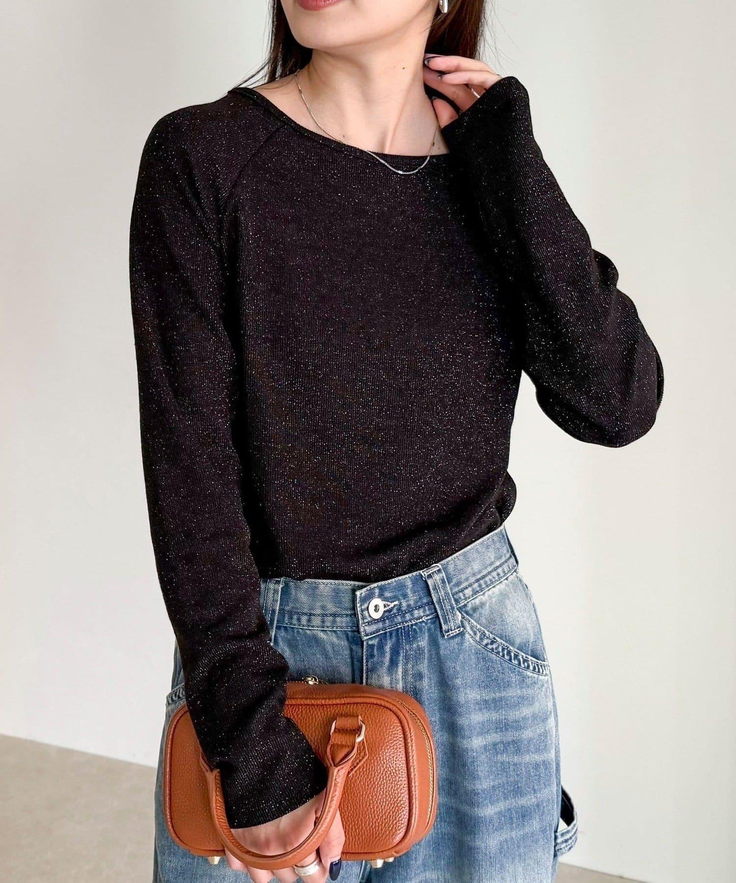 亮片羅紋船領套頭衫