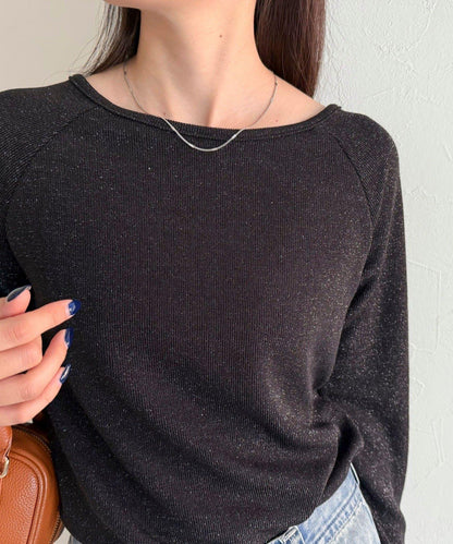 亮片羅紋船領套頭衫