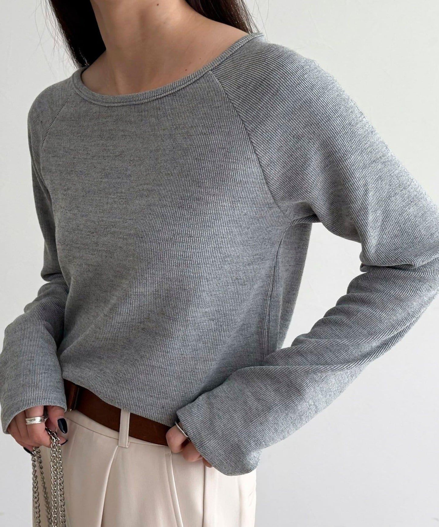 亮片羅紋船領套頭衫