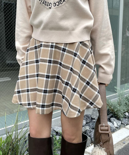 【mystic】格紋喇叭迷你裙