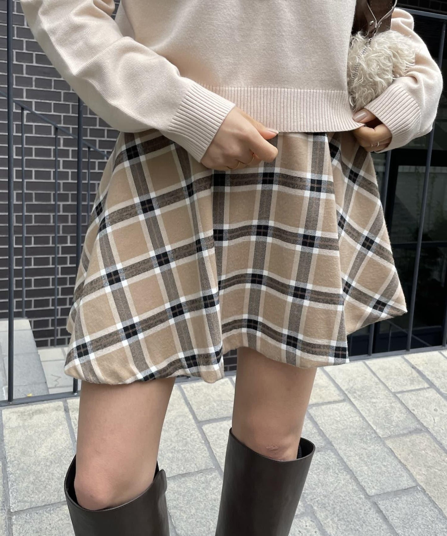 【mystic】格紋喇叭迷你裙