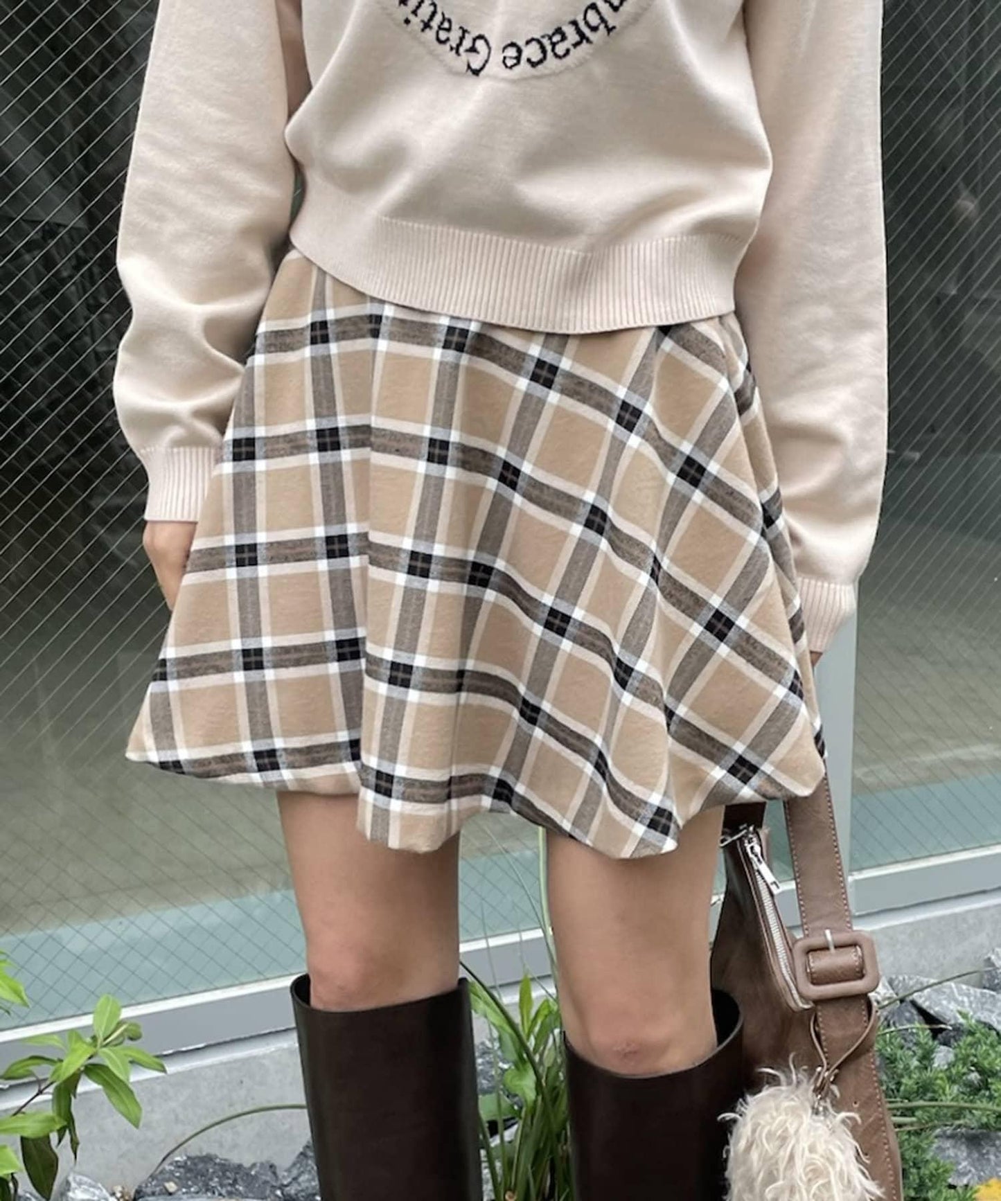 【mystic】格紋喇叭迷你裙