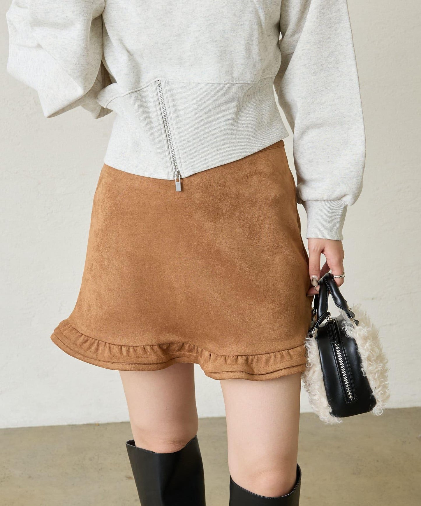 【mystic】仿麂皮迷你裙褲