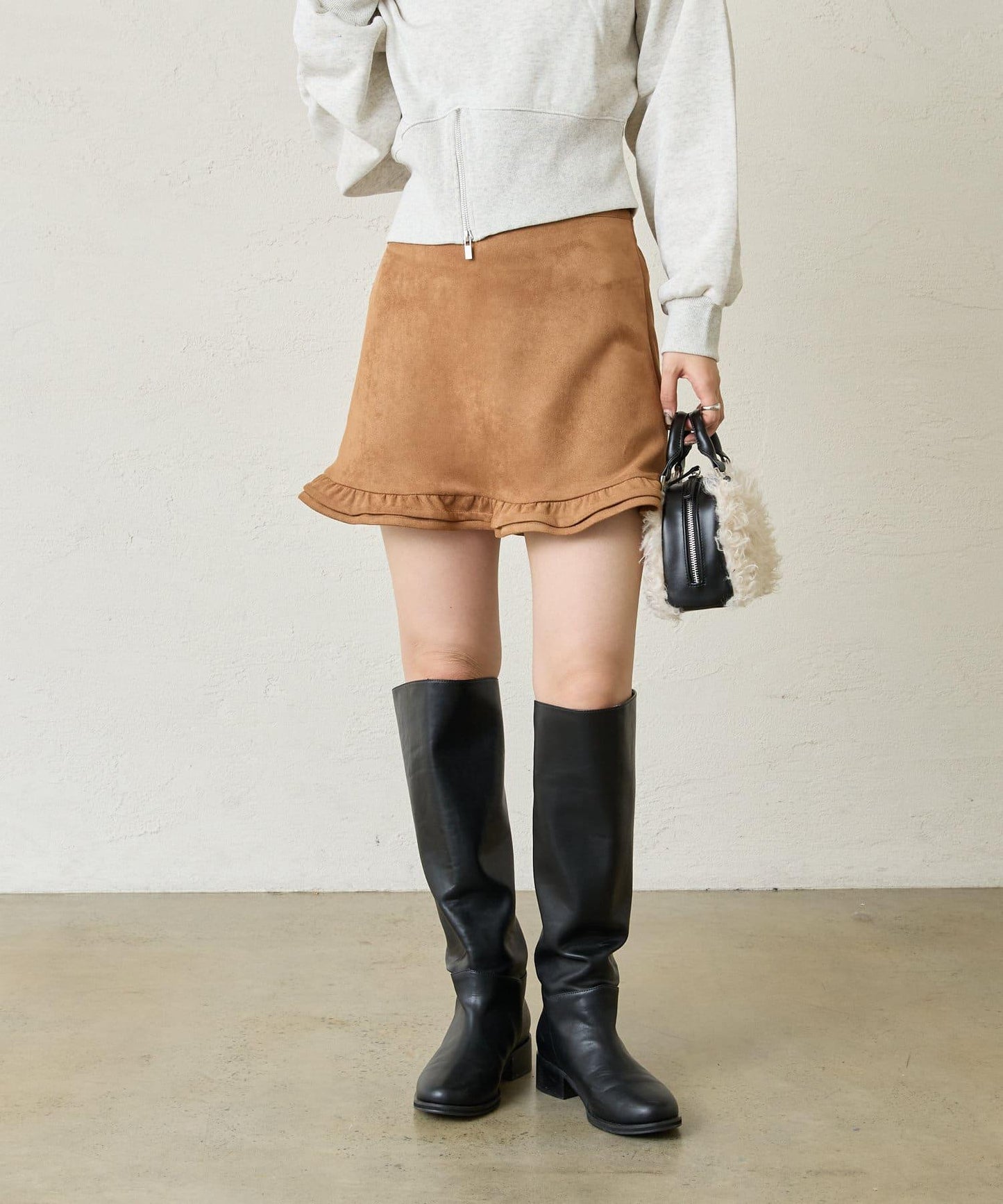 【mystic】仿麂皮迷你裙褲