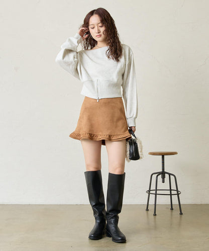 【mystic】仿麂皮迷你裙褲
