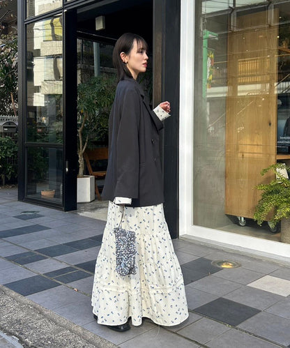 花卉圖案層疊連衣裙