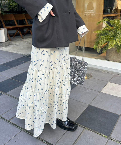 花卉圖案層疊連衣裙
