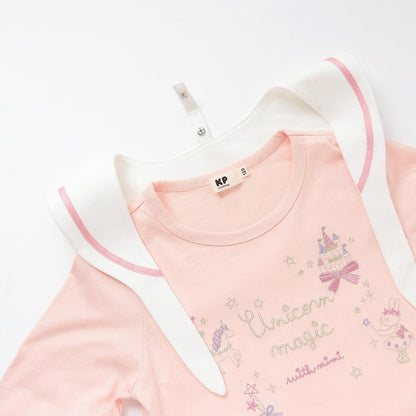 亮片獨角獸刺繡水手領長袖T恤