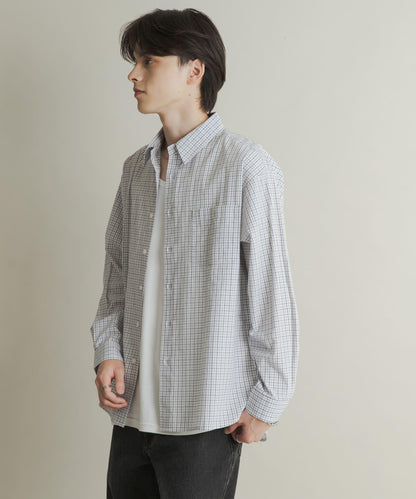 微格紋長袖襯衫