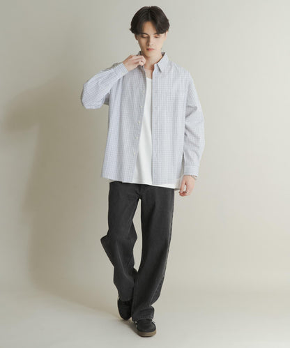 微格紋長袖襯衫