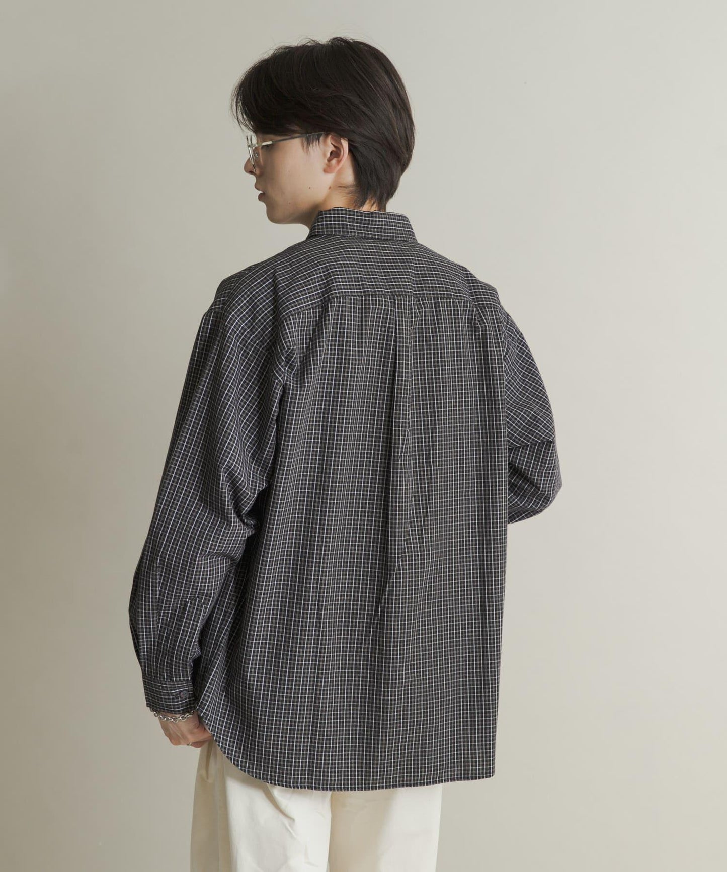 微格紋長袖襯衫