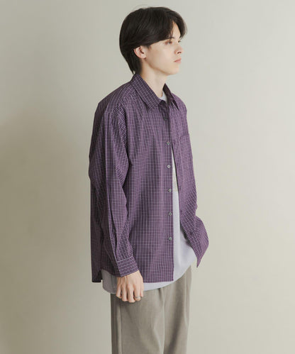 微格紋長袖襯衫