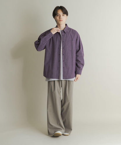 微格紋長袖襯衫