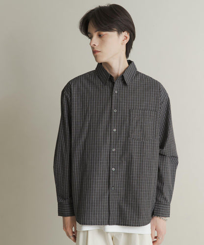 微格紋長袖襯衫