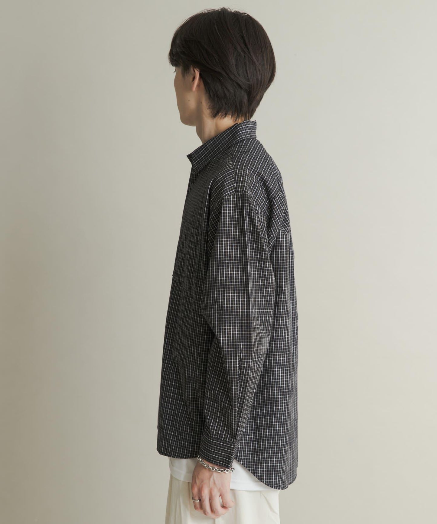 微格紋長袖襯衫