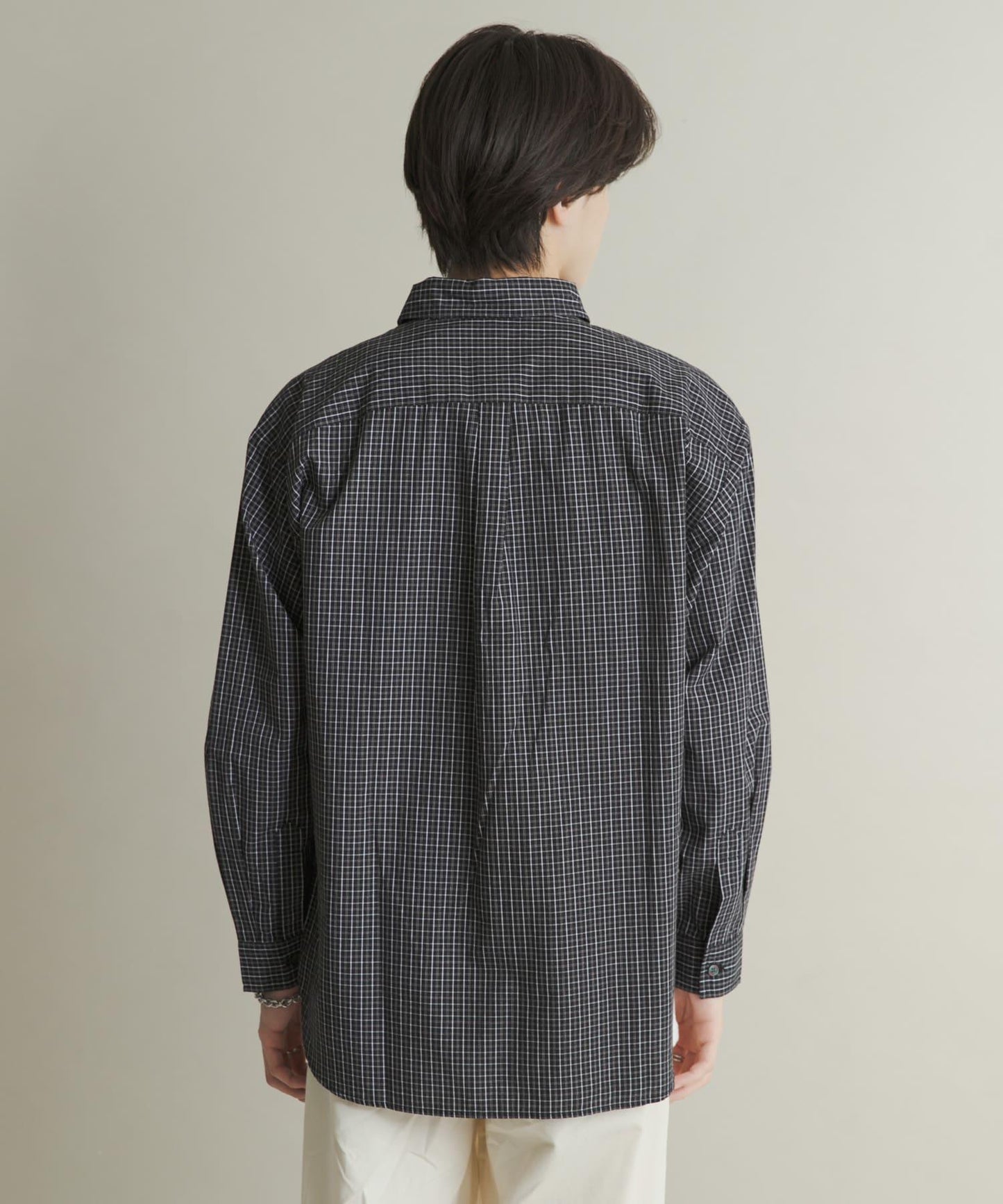 微格紋長袖襯衫