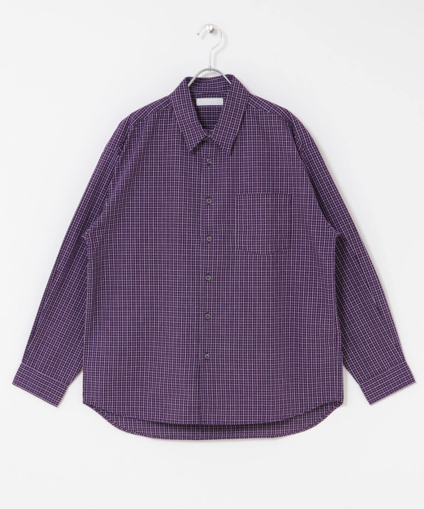 微格紋長袖襯衫