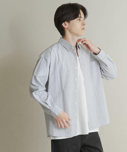微格紋長袖襯衫