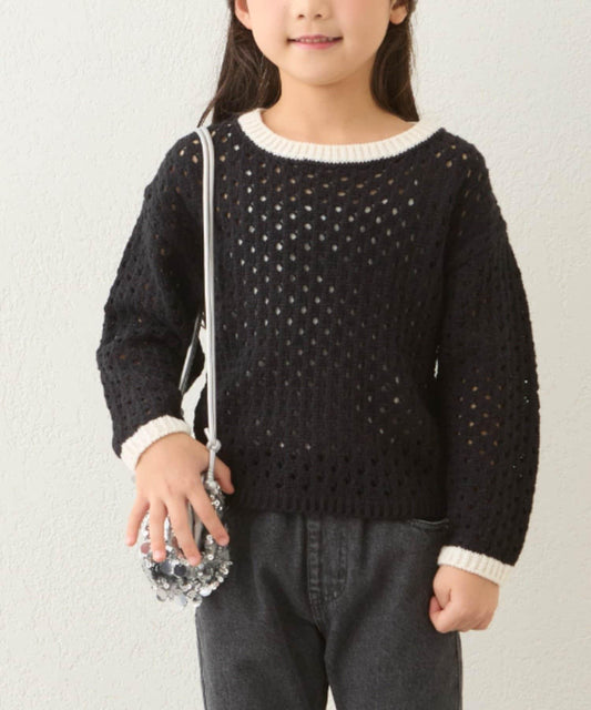 【CIAOPANIC TYPY】【KIDS】手工風編織拼色針織衫