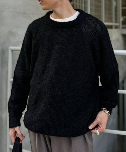 仿馬海毛長絨寬鬆版型針織衫