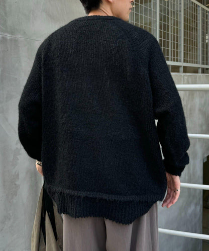 仿馬海毛長絨寬鬆版型針織衫