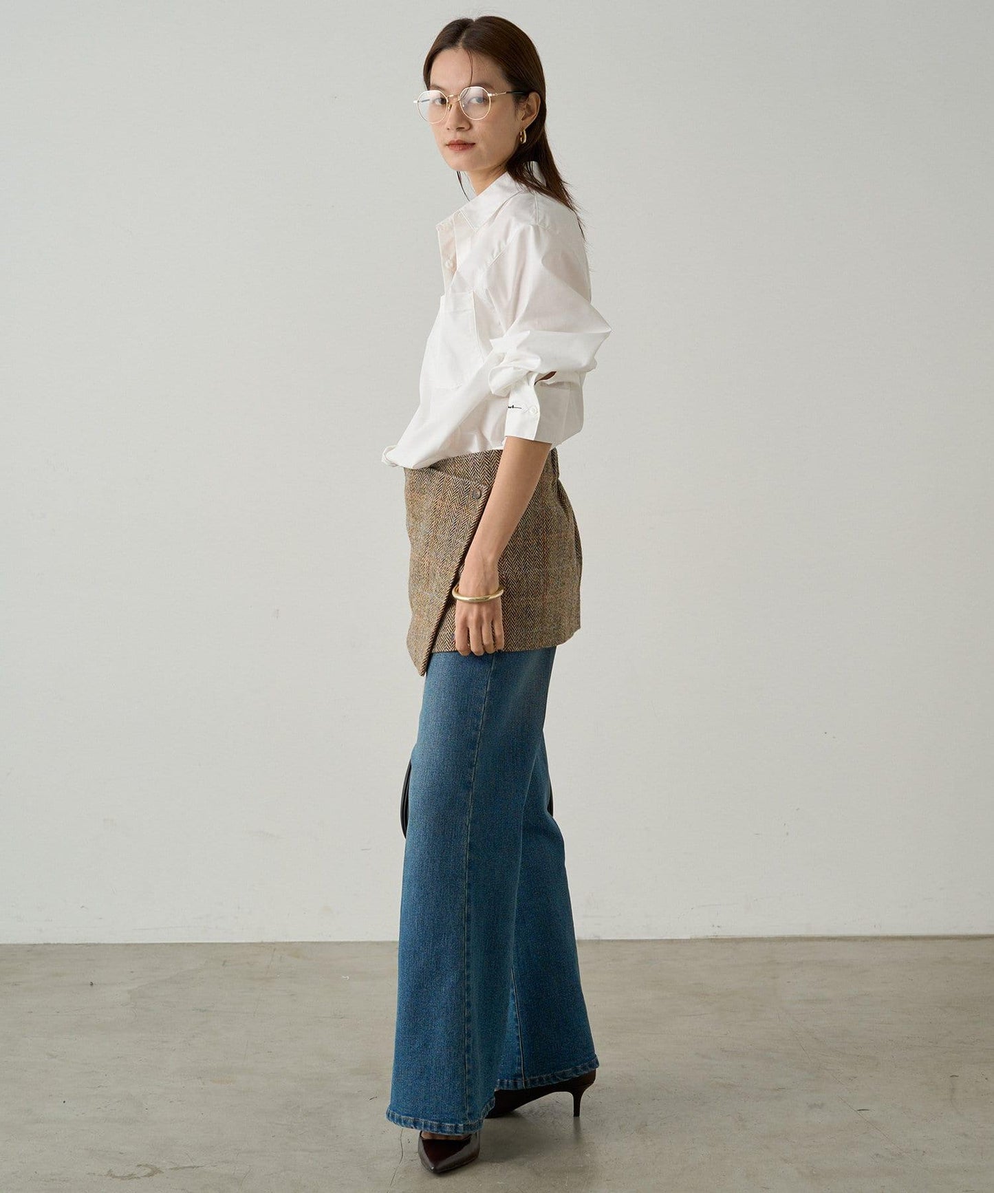 【Loungedress】裹身羊毛半身裙