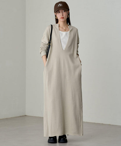 【Loungedress】內襯毛圈開領連衣裙