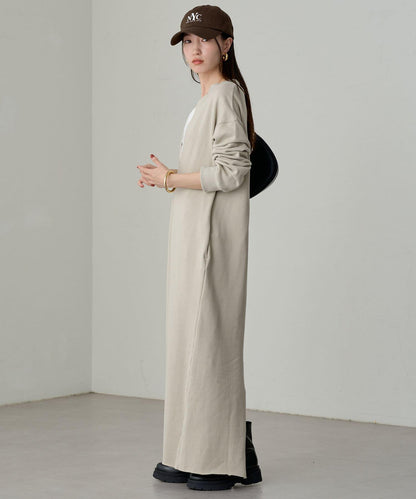 【Loungedress】內襯毛圈開領連衣裙